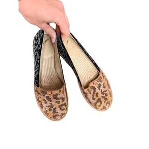 Brian Atwood Leopard Crystal Espadrille Flats Womens 8 Mixed Print Rhinestone